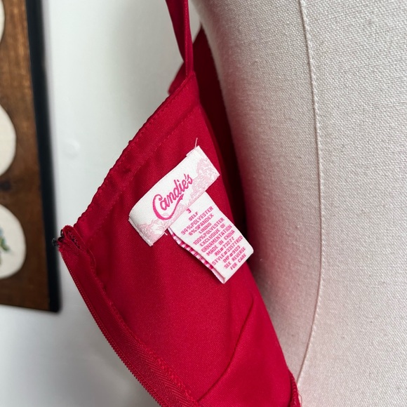 Vintage 90s Candies Red Satin Bubble Hem Party Dress - Picture 7 of 8